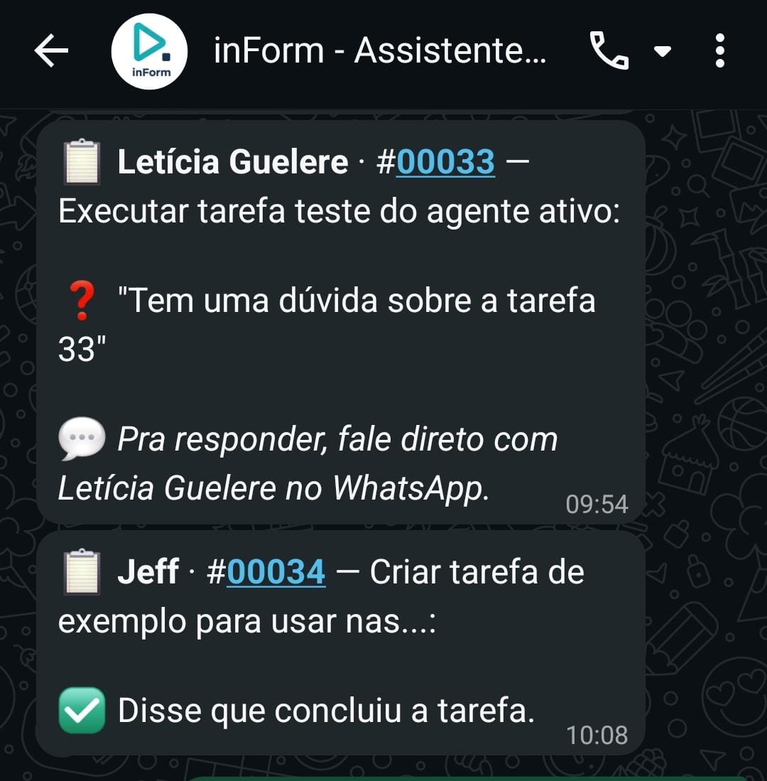 inForm avisando gestor sobre acompanhamentos