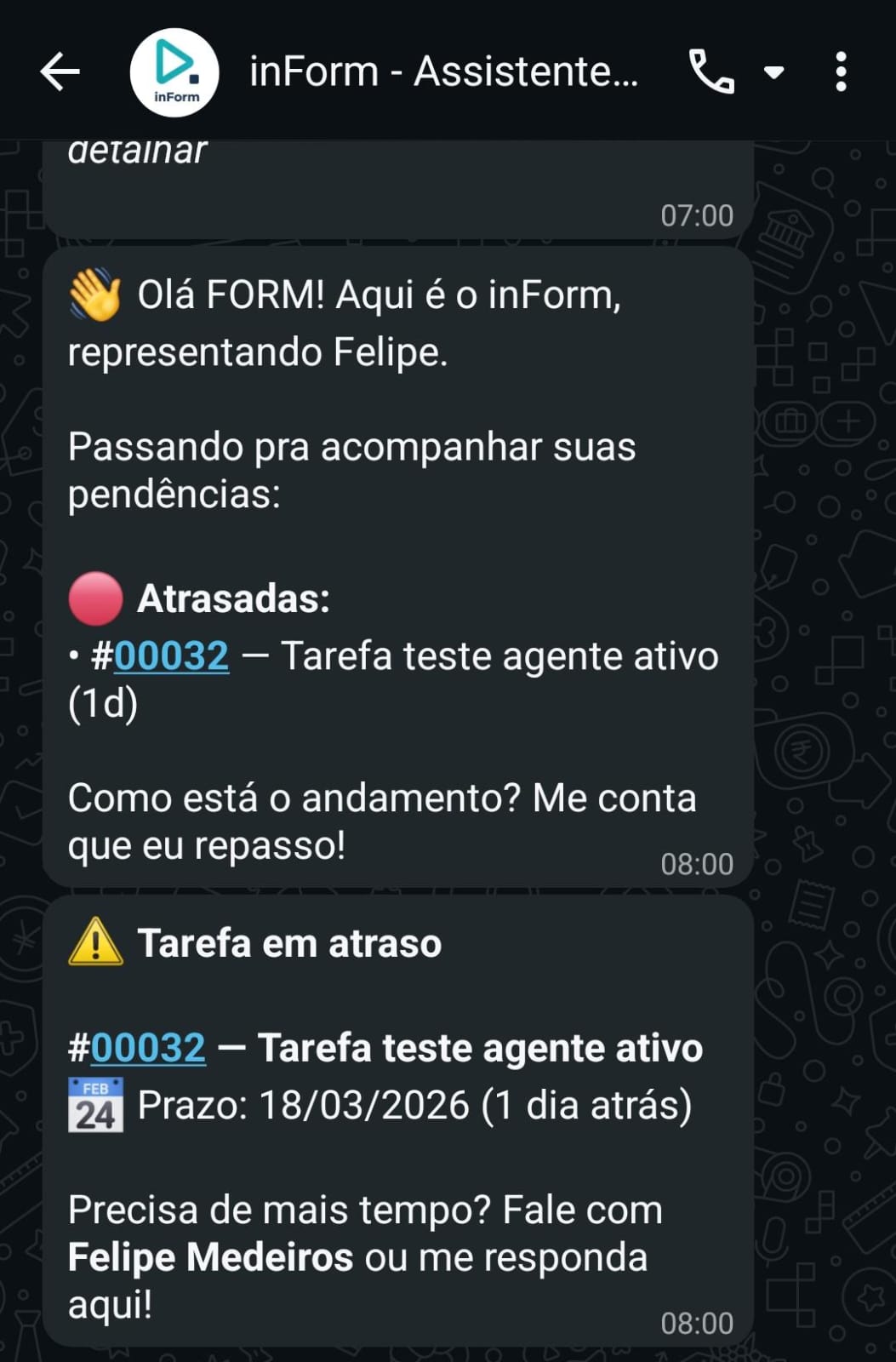 Follow-up e cobrança de atraso